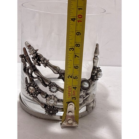 Halloween Gothic Skeleton Hand Bling Jeweled Wine/Water Glass Metal - Picture 6 of 7